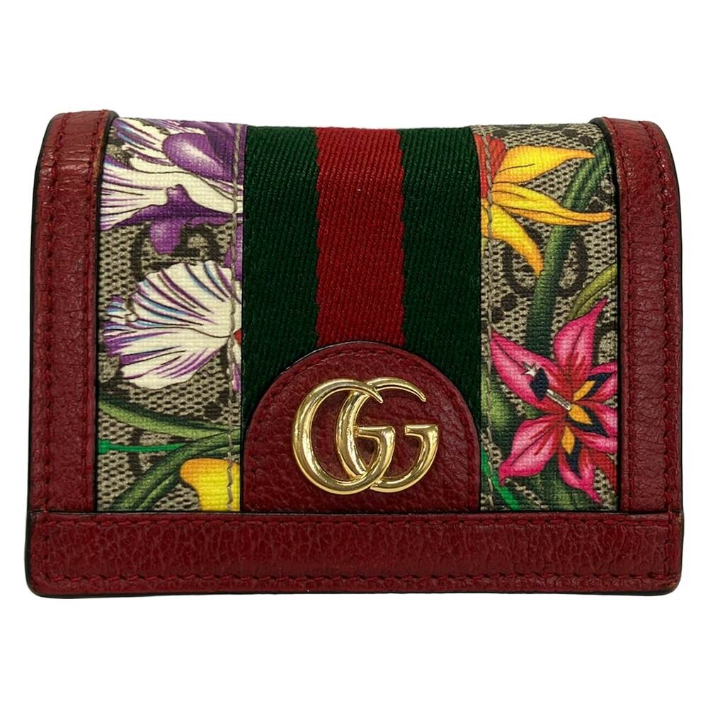 Gucci Ophidia GG Supreme Bifold Wallet 523155 Bordeaux Beige Multi PVC Leather